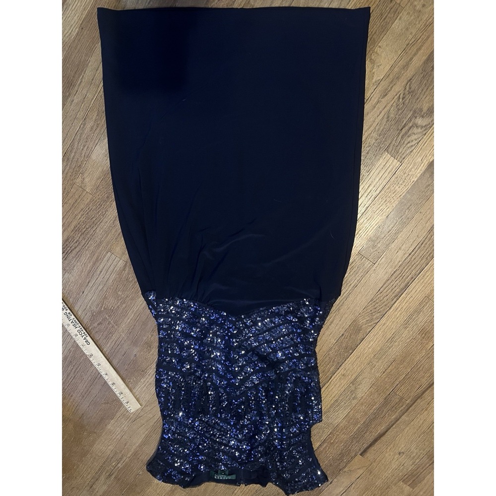 Lauren Ralph Lauren Dress Size 4 Navy Sequin Sheath Cocktail Party Evening